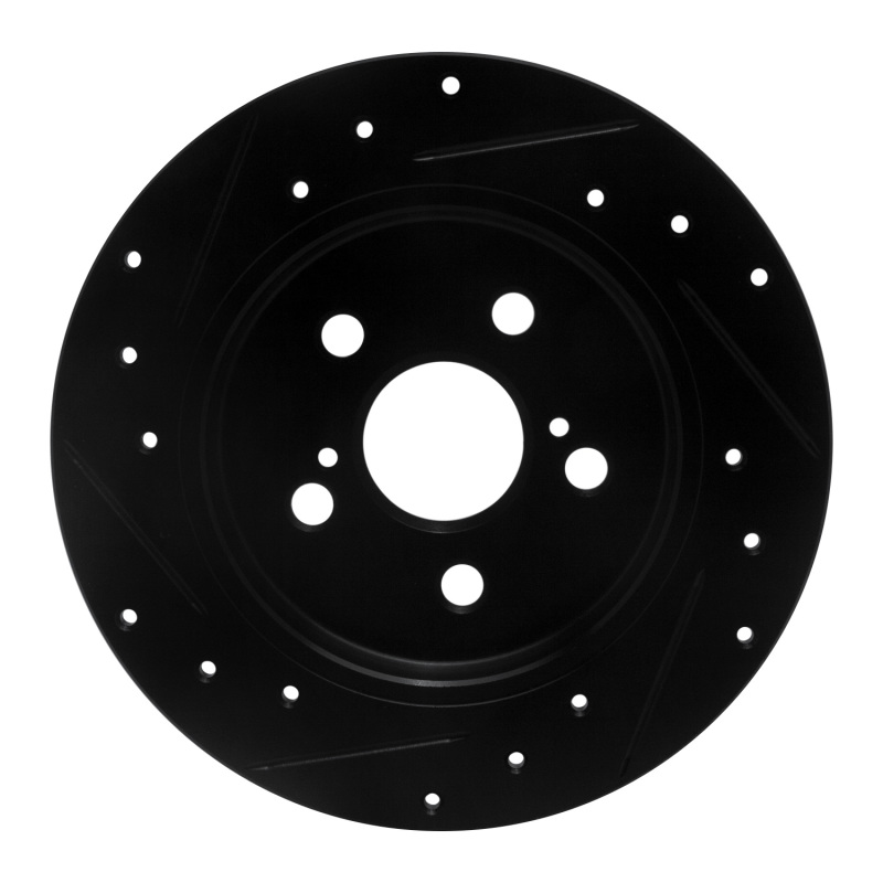 Lexus CT200H Brake Rotor (1) - Rear Right - R1 Concepts - Drilled & Slotted - Black - `09-`24